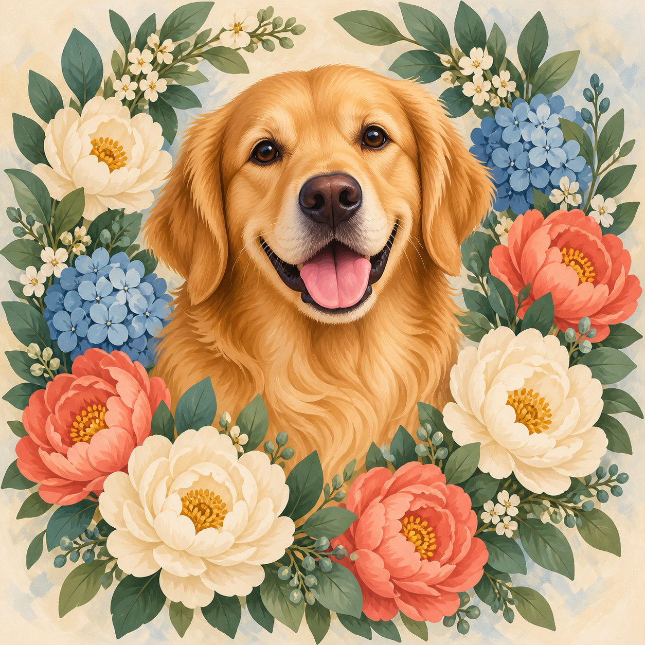 Beloved Pet Floral Portrait diamond art design