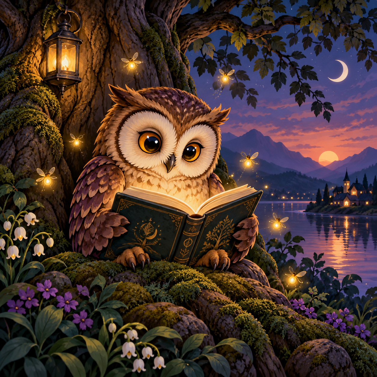 Firefly Reading Owl diamond art design
