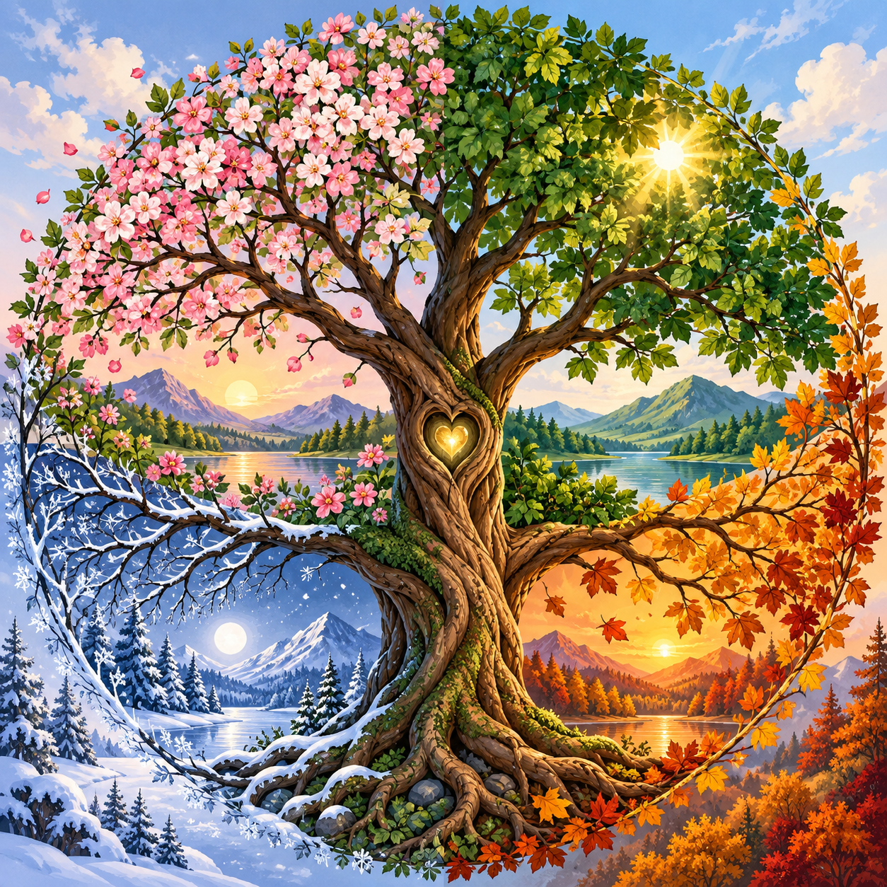 Four Seasons Tree of Life diamond art design