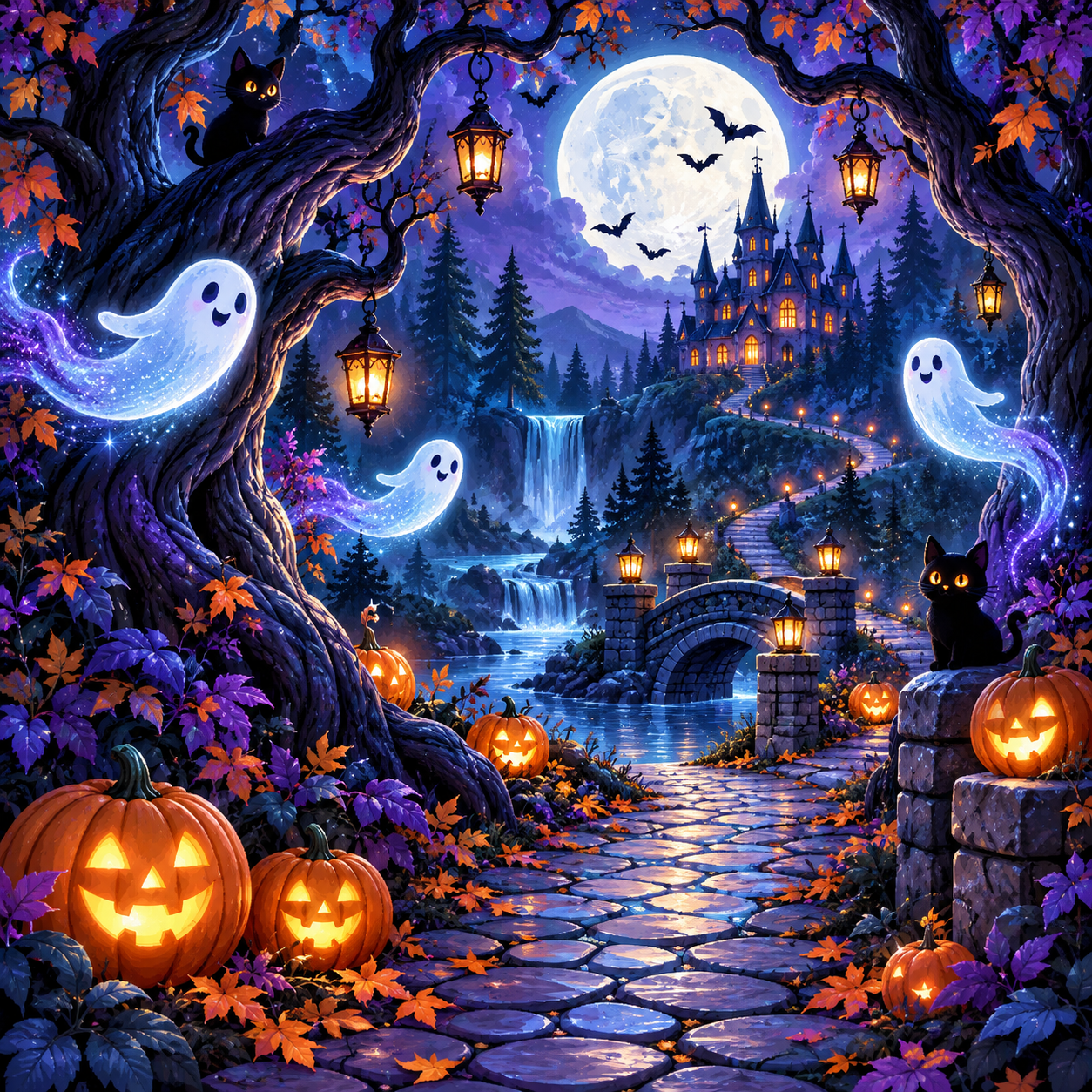 Enchanted Ghost Forest diamond art design