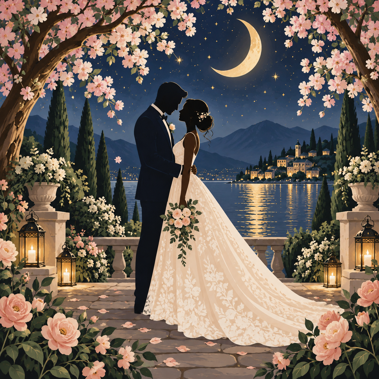 Wedding Silhouette Garden diamond art design
